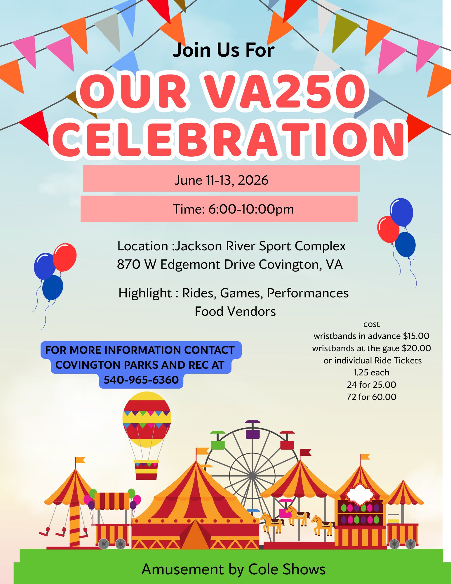 Alleghany Highlands VA250 Carnival & Fireworks Show