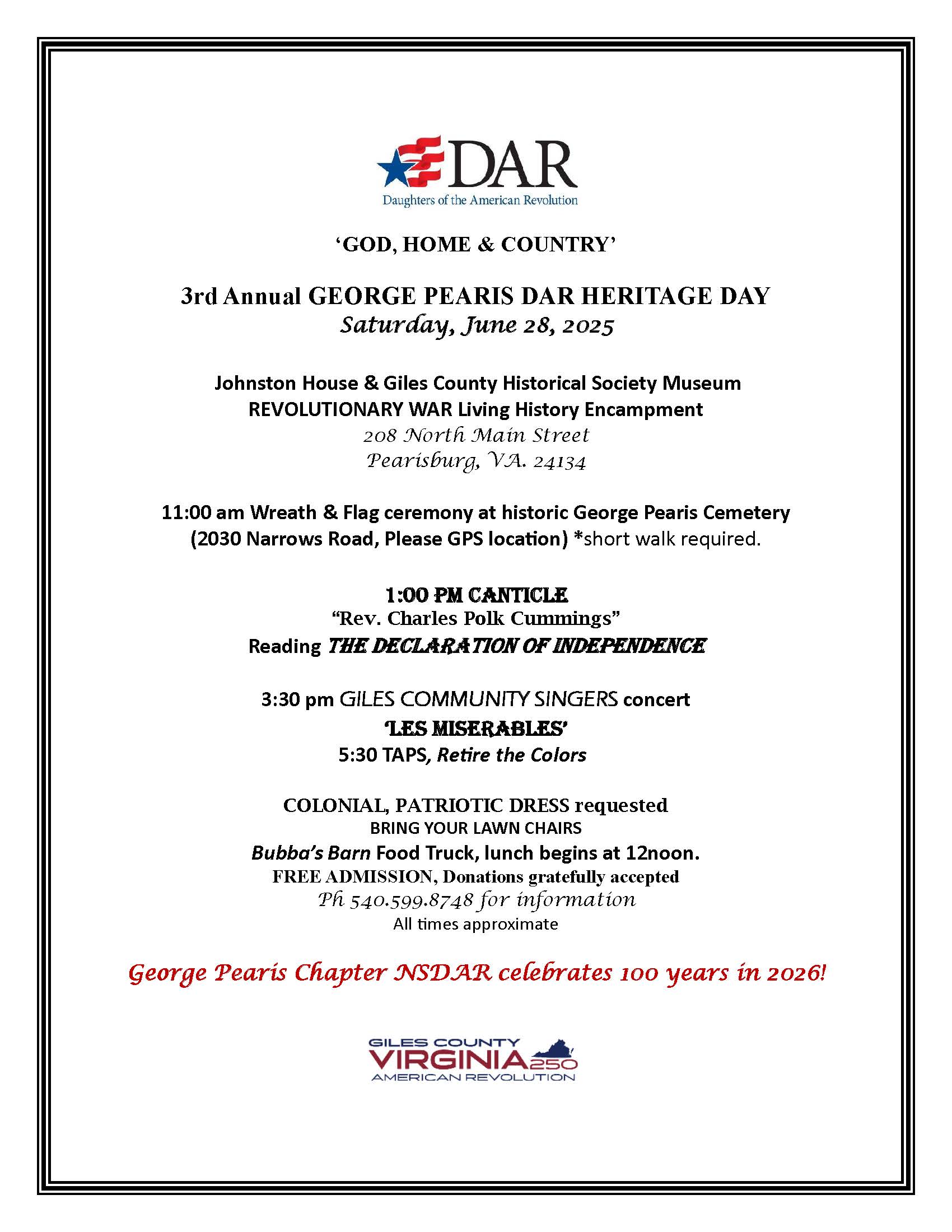 3rd Annual George Pearis DAR Heritage Day