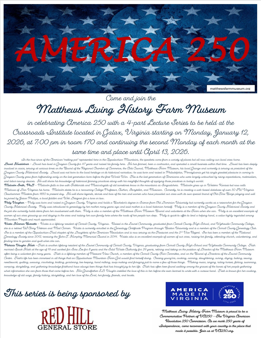 AMERICA 250 LECTURE SERIES - Old-Time banjo history and Southwest Virginia "Songcatchers."