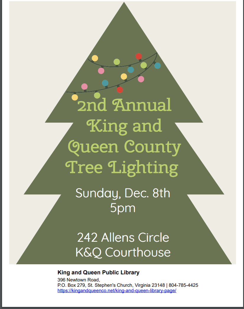 2nd Annual King and Queen County Christmas Tree Lighting Ceremony