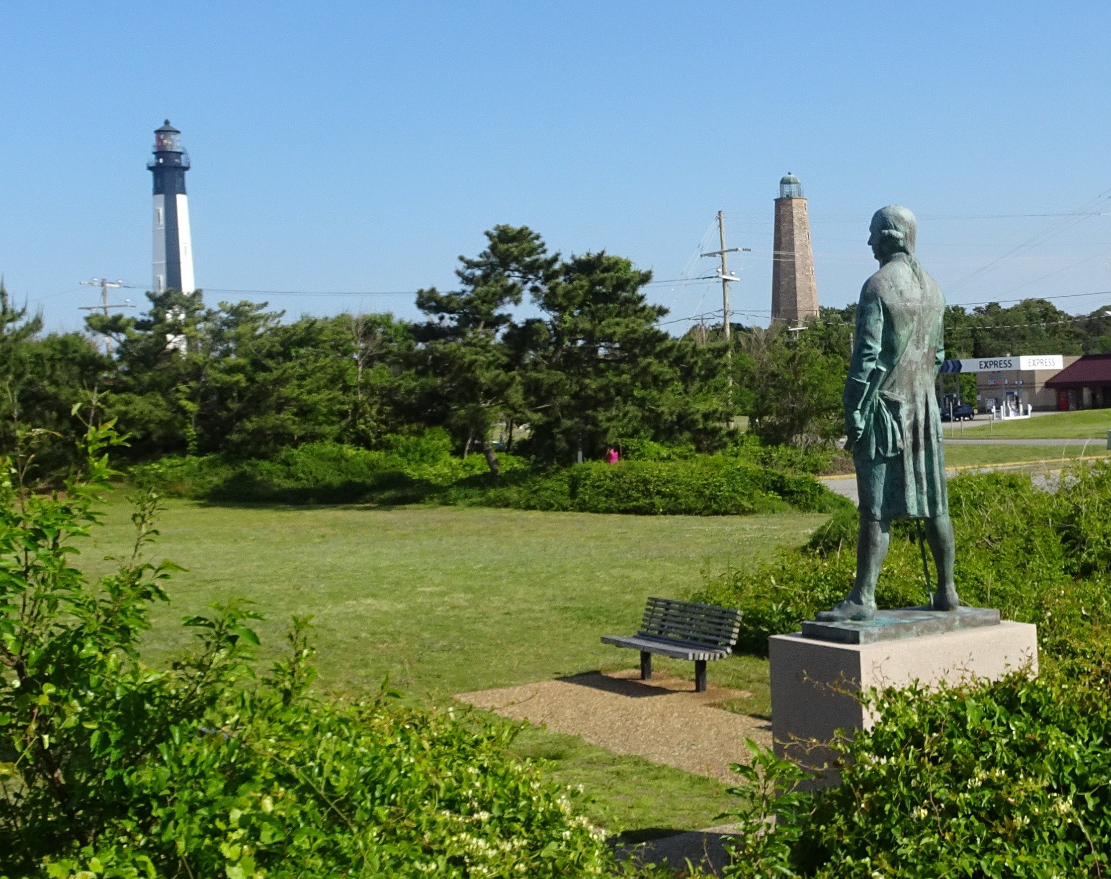 Cape Henry Lighthouses and deGrasse Statue