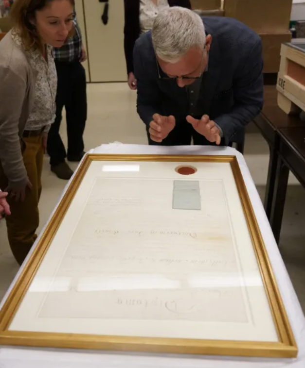 200-year-old degree presented to Marquis de Lafayette returns to William & Mary