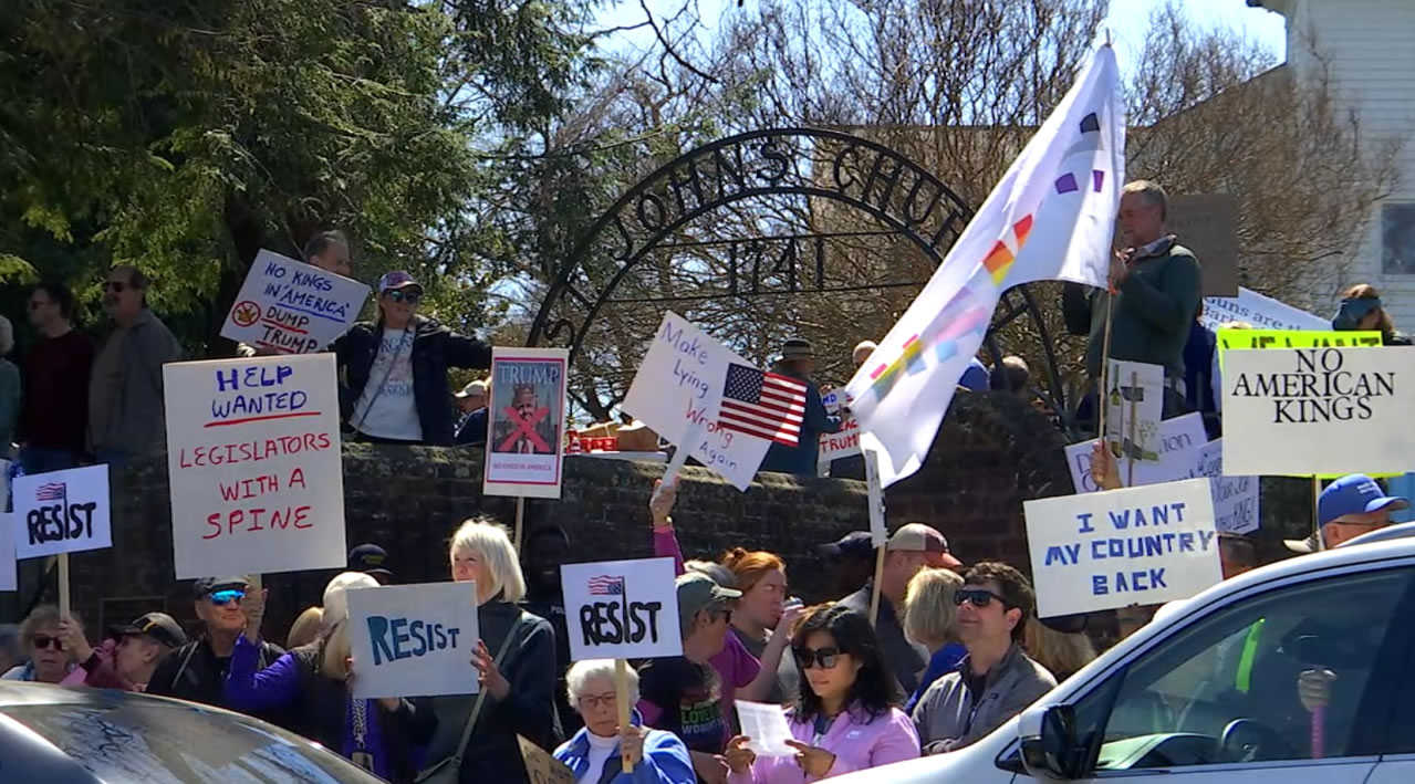 Demonstrators rally at site of Patrick Henry’s ‘Liberty or Death’ speech